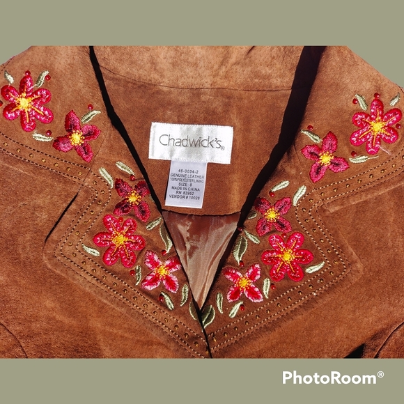 Vtg y2k 90s hippie suede embroidered jacket - Picture 11 of 12